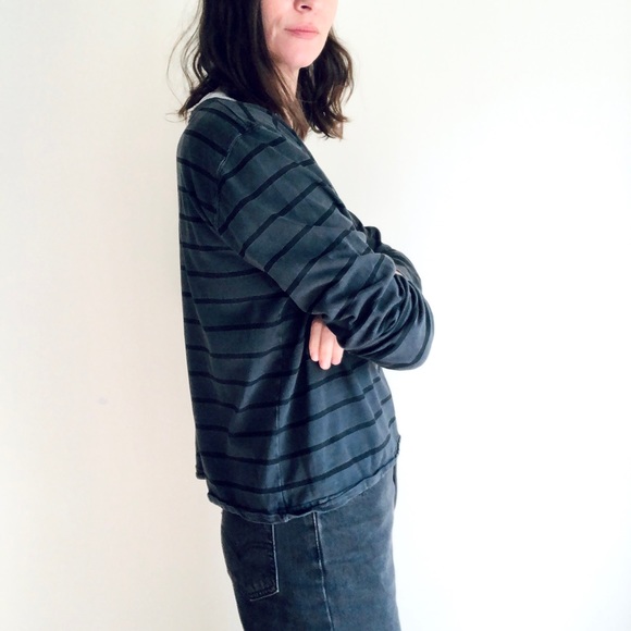 Boxy cotton stripe long sleeve crop - Picture 5 of 15